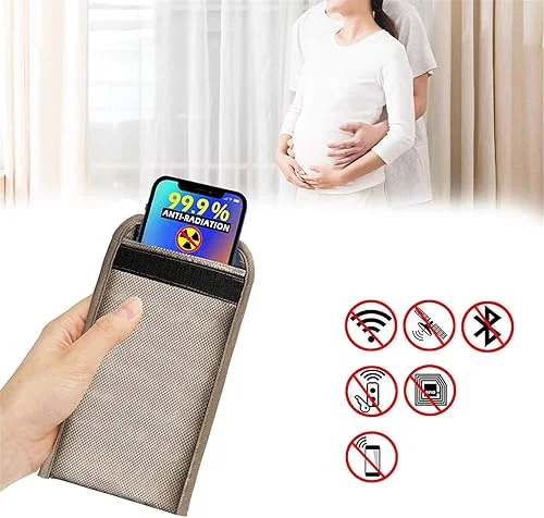 Cell Phone Anti-Radiation Sleeve Faraday Bag Pregnant Phone Rf Signal Shielding Blocker 5G GPS EMF RFID Signal Blocking Bag Car Key Wallet Security Pouch Privacy Protection (A), 20x10cm