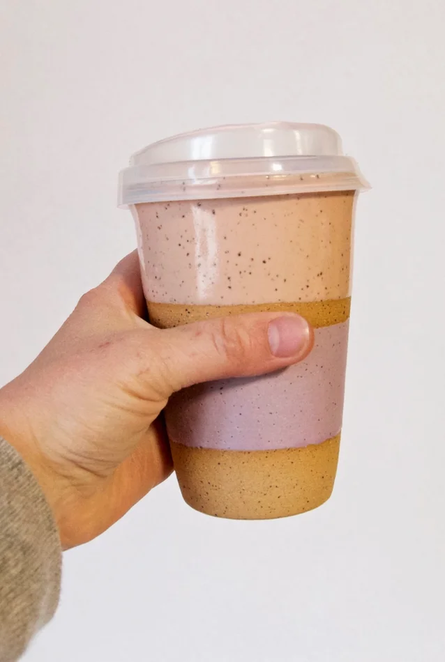 Ceramic Travel Mug, To Go Cup, Blush & Periwinkle