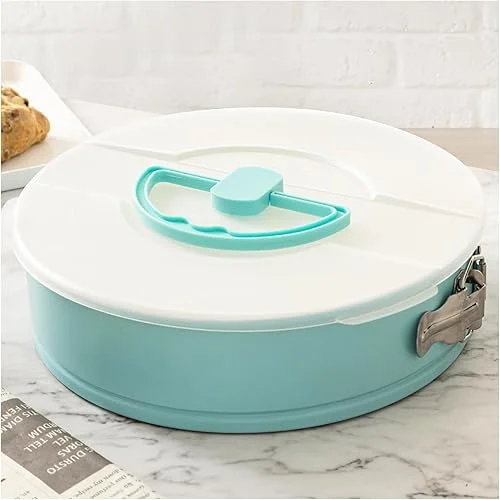 Cheesecake Pan with Removed Bottom and lid, 10-Inch Blue Spring Form Pan for Cheesecake, Springform Pan 10 inch Nonstick, Easy to Clean, Perfect for Baking & Transporting Cakes