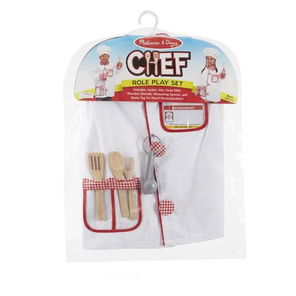 Chef Role Play Costume Dress-Up Set with Realistic Accessories
