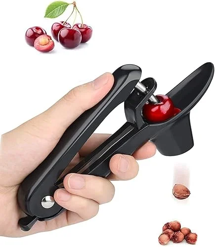 Cherry Pitter – Heavy-Duty Olive and Cherry Pitter Corer Tool with Space-Saving Lock Design, Multi-Function Cherries Stoner Seed Remover Tool for Make Fresh Cherry Dishes
