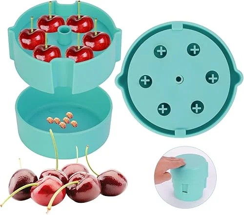 Cherry Pitter – Portable Cherry Pitter Corer Tool, Pits up to 6 Cherries at Once, Dishwasher Safe, ABS Construction