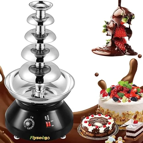 Chocolate Fountain Commercial Hot Chocolate Fondue Tower 5 Tier 7-Pound Large Capacity Stainless Steel Chocolate Melting Heating Machine for Nacho Cheese for Party Wedding (Flash Black)