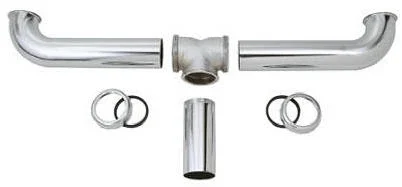 Chrome Finish Two-bowl Center Outlet Kitchen Sink Drain Assembly