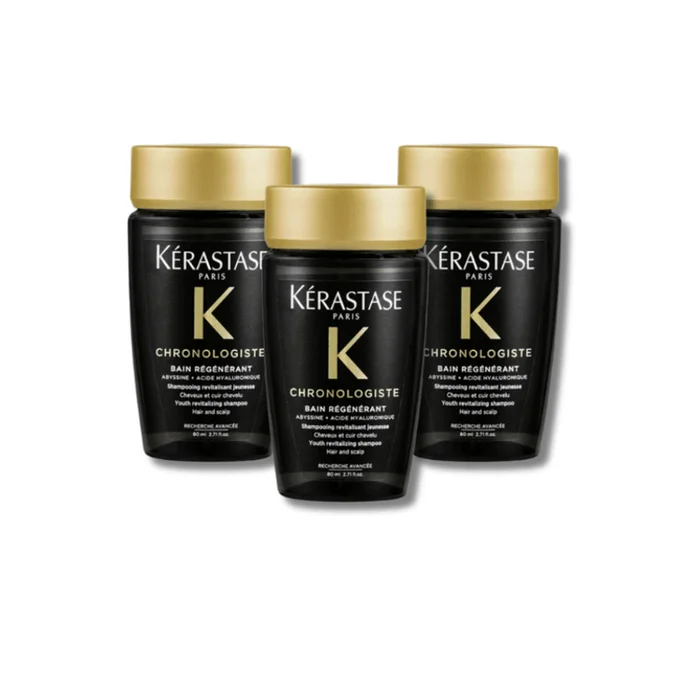 Chronologiste Shampoo (80ml×3) – Strengthening & Repair for Fragile Hair – Travel Size