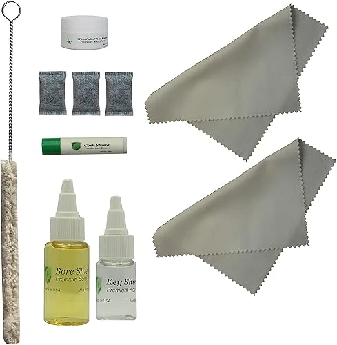 Clarinet Care Kit, Bore Oil, Key Oil, Polishing Cloth, Cork Grease, Cotton Swab, Fits Bb Clarinets