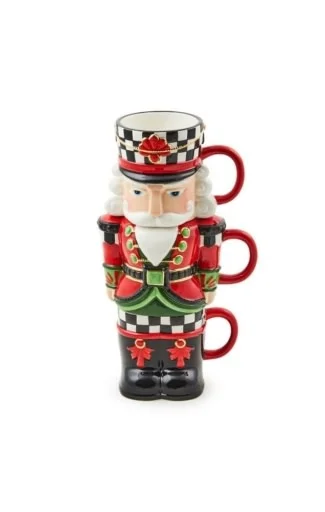 Classic Courtly Nutcracker Stacking Mugs, Set of 3