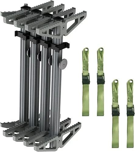 Climbing Sticks, Non-Slip Tree Step Tree Climbing Sticks for Hunting, Lightweight Aluminum Hunting Climbing Steps 17'', with Climbing Straps, Climbing Stick for Tree Stand-4 Pack