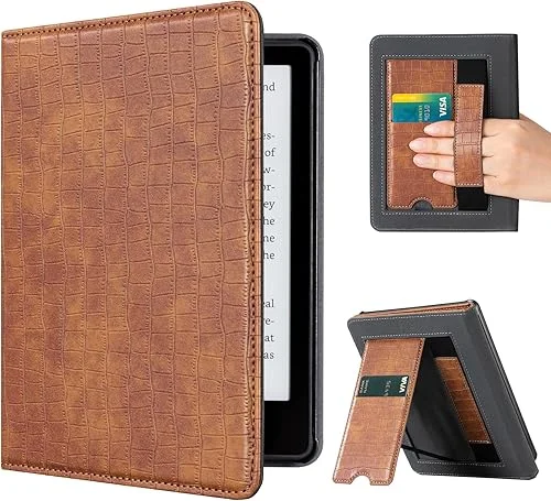 CoBak Case with Stand for Kindle Paperwhite – Durable PU Leather Cover with Auto Sleep Wake, Card Slot, Hand Strap Feature – Fits Kindle Paperwhite 11th Generation 6.8′ Signature Edition 2021 Released