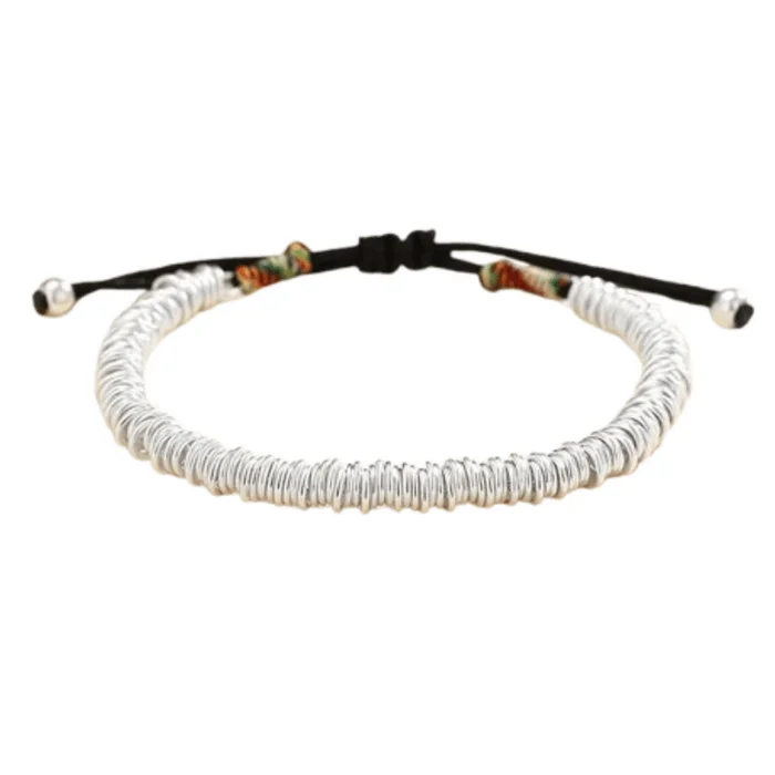 Coiled Silver Bracelet 999 Sterling Silver Strings Foot Silver Ancient Hand Braided Rope Approx. 11g 1 Piece