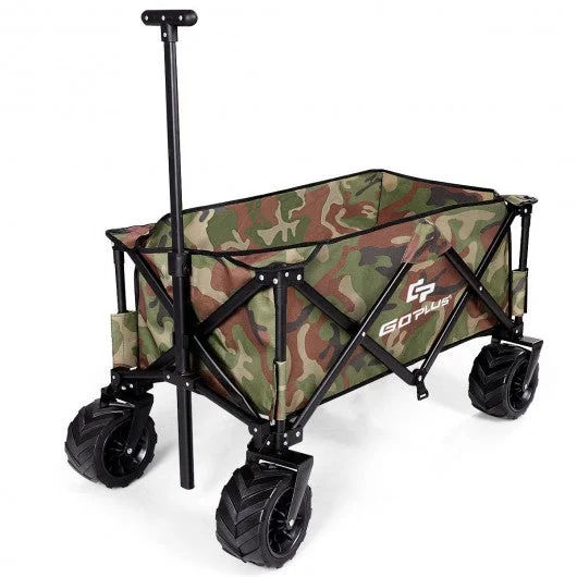 Collapsible Outdoor Utility Garden Trolley Folding Wagon-Camouflage