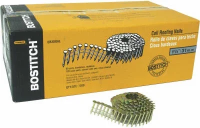 Collated Coil Roofing Nails, 1-1/4 In., 7,200-pack