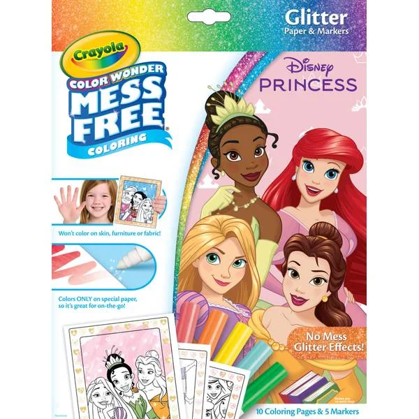 Color Wonder Glitter Coloring Pages & Markers, Princess