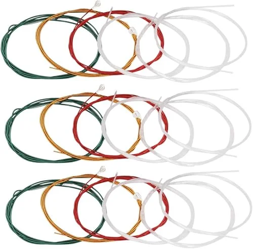 Colorful Classical Guitar Strings 3 full sets Clear Nylon for E-1st B-2nd G-3rd and Nylon Core Colorful Coated Copper Alloy Wound for D-4th A-5th E-6th