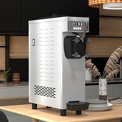 Commercial Ice Cream Maker, 4.7-5.8Gal/H Countertop Soft Serve Ice Cream Yogurt Machine with Smart LED Panel and Auto Clean, Perfect for Party Restaurant Snack Bar