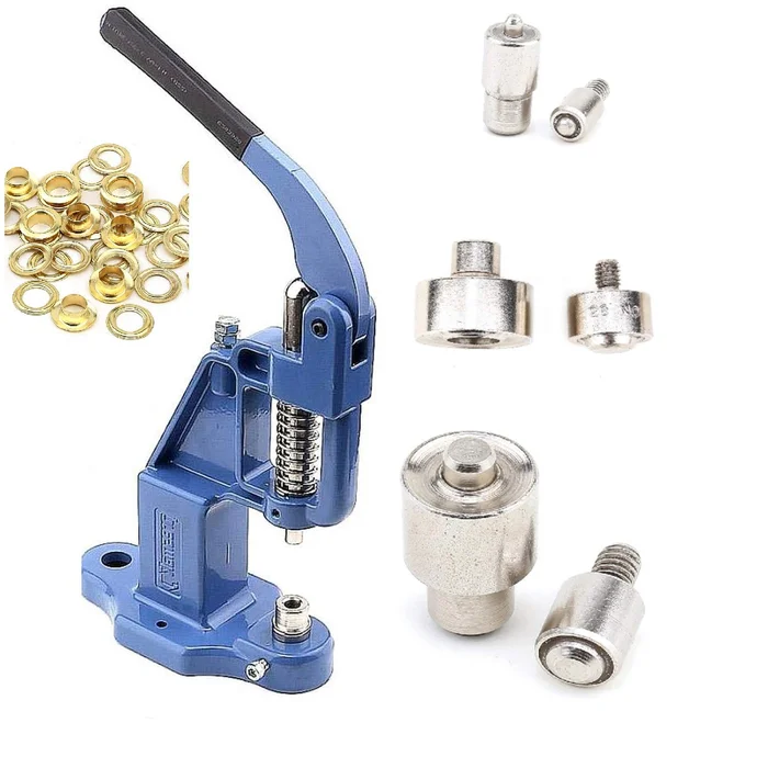 Complete Kit of 600 Eyelets (#3#5#24) with Hand Press Grommet Machine, Dies and Hole Punch