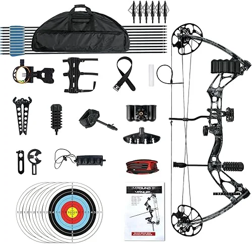 Compound Bows Draw Weight 30-70lbs Ready to Shoot, Bow and Arrow Set for Adults, Archery Set Come with All The Accessories