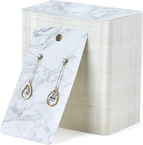 Coopay 200 Pieces Earring Display Card Earring Card Holder Blank Kraft Paper Tags for DIY Ear Studs and Jewelry, 3.5 x 2 Inches (Marble Stripe)