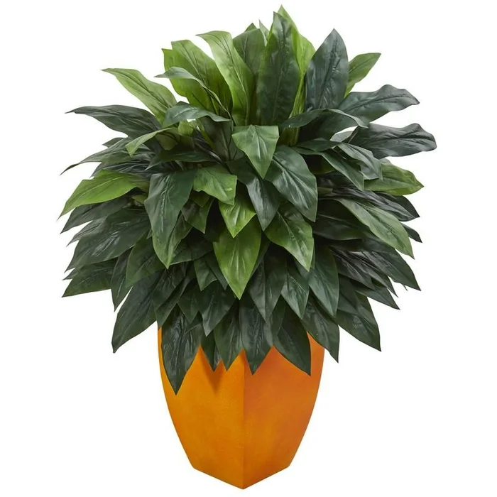Cordyline Artificial Plant in Orange Planter