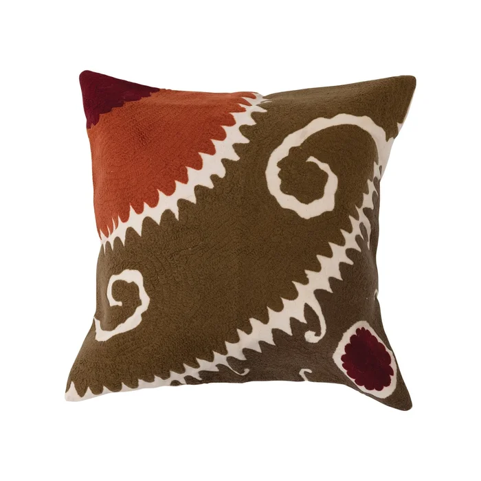 Cotton Embroidered Pillow with Suzani Embroidery