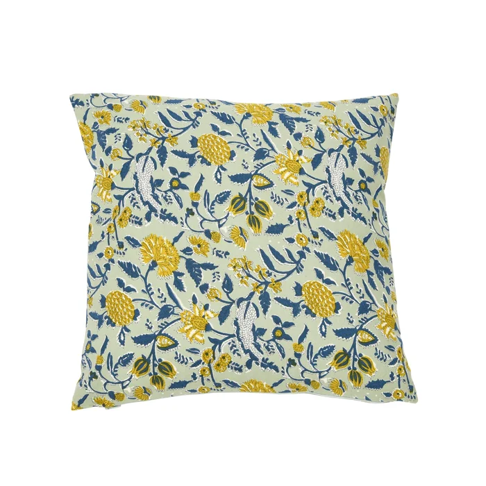 Cotton Pillow with Floral Pattern