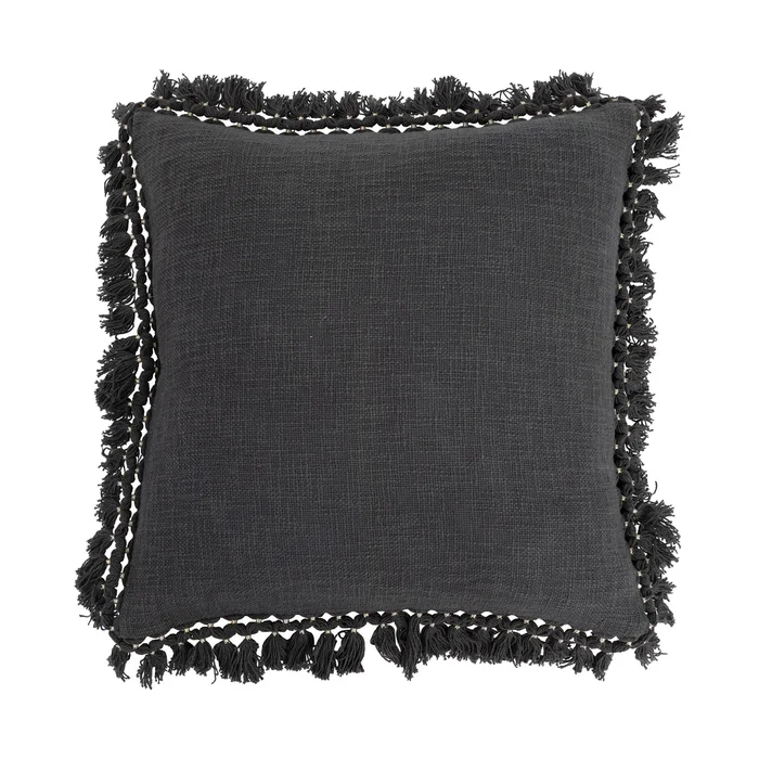 Cotton Slub Pillow with Gold Thread-Wrapped Tassels