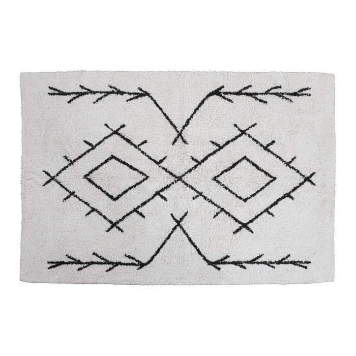 Cotton Tufted Rug with Diamond Pattern – 3′ x 5′
