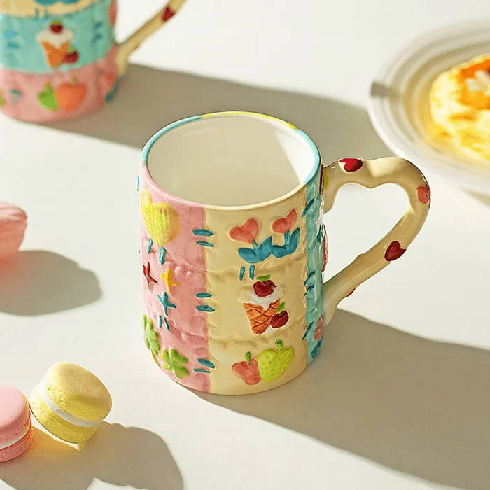 Country Style Heart Mug Coffee Mug 16.91 fl oz