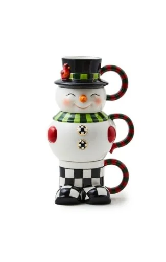 Cozy Christmas Snowman Stacking Mugs, Set of 3