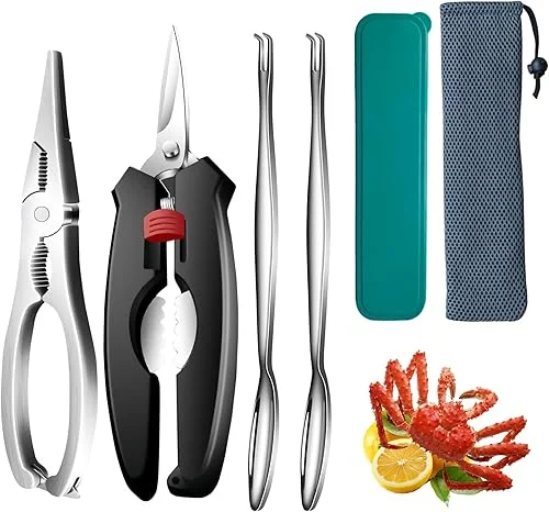 crab crackers and tools-seafood crackers and tools,crab crackers,Crab Leg Crackers and Tools includes 1 crab scissors, 2 Crab Leg Forks/Picks and 1Seafood Scissors & Storage Bag