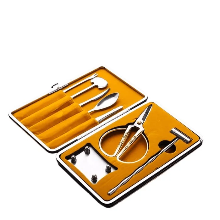 Crab Eating Tools, Eight-Piece Crab Set With Gold Pattern, 23.5*19.5cm*1 Box