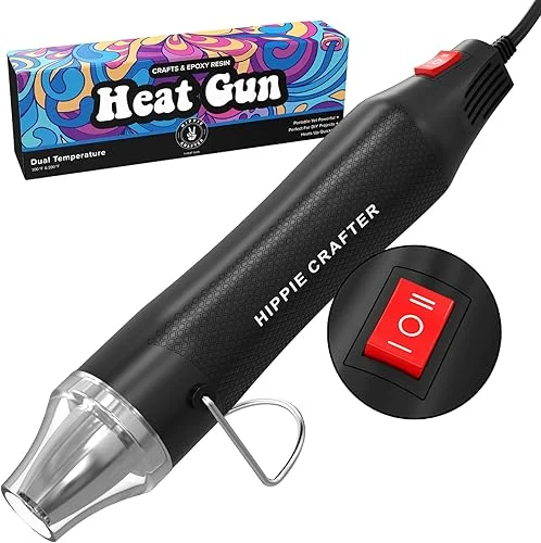 Craft Heat Gun for Crafts, 2-Speed 300W Mini Hot Air Torch Tool for Resin, Polymer Clay, Candle Making, Shrink Wrapping, Embossing, Epoxy Painting, Tumblers, and Bubble Busting in Art Projects