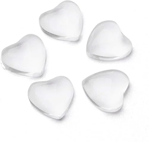 Craftdady 200Pcs Clear Glass Heart Cabochons 12x12mm Flat Back Transparent Dome Tile Cabochons for Photo Jewelry Making