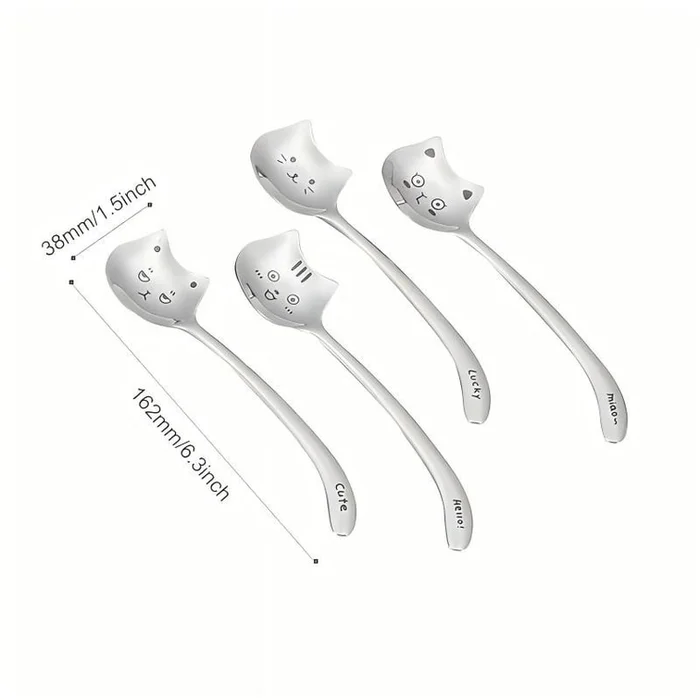 Creative Cat Long Tail Coffee Spoon Set 4Pack