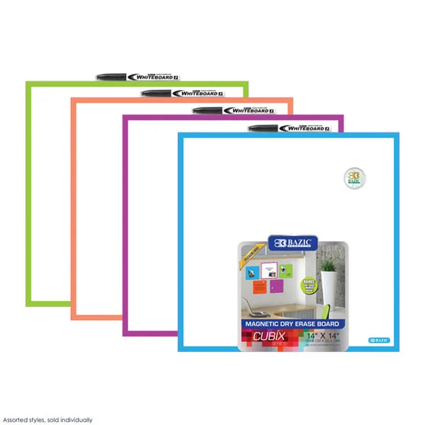 Cubix Magnetic Dry Erase Board 14″ x 14″ (assorted color)