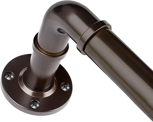 Curtain Rod 32 to 58 Inch, HOTOZON 1 Inch Heavy Duty Industrial Curtain Rods for Windows, Blackout Wrap Around Splicing Curtain Rods for Windows, Antique Bronze