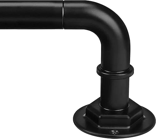 Curtain Rods for Windows 16 to 45 Inches Adjustable Blackout Wrap Around 1 Inch Diameter Curtain Rod, Black