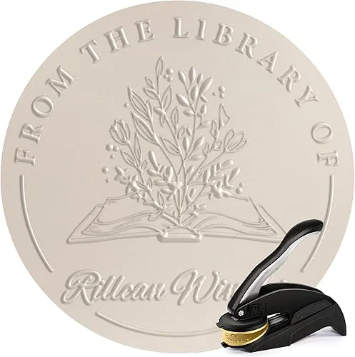 Custom Library Embosser | Personalized Book Embosser | Personal Library Embosser Custom Stamp Seal from The Library of | Floral Book Embosser (Flowers 1)