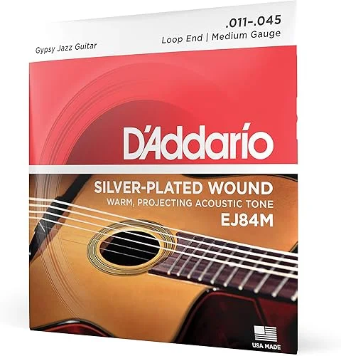 D'Addario Gypsy Jazz Acoustic Guitar Strings – EJ84M – Loop End – Medium, 11-45
