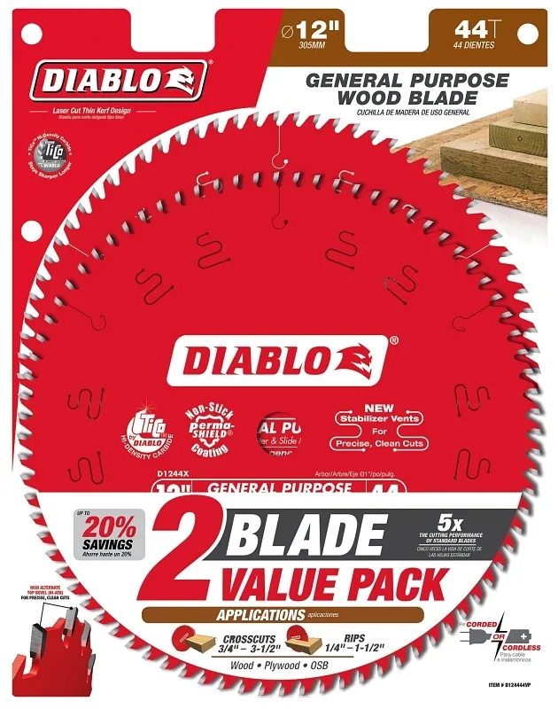 D124444vp Saw Blade, 12 In Dia, 44-teeth