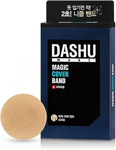 DASHU Men’s Magic Cover Band 52pcs – Hypoallergenic Beige Tape Nippies Nipple Cover | Breathable Nipple Covers | Skin-Friendly Nipple Shield Patches for Men | Seamless Nip Covers for Men