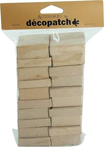 Décopatch, 5x5x3.5cm-Brown, 10 Pack Decopatch Mache Pack of 10 Small Square Boxes, 3 Count