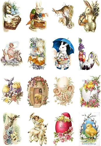 Decoupage Paper Pack (10sheets A4 / 8’x12′) Easter Bunny Chicks FLONZ Vintage Ephemera