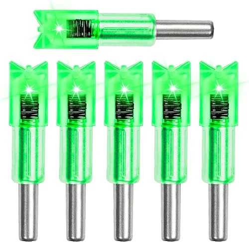 DEEPOWER Lighted Nocks for Crossbow Bolts 6-Pack Arrow Nocks for .300’/7.62mm Inside Diameter with ON/Off Switch Archery Nocks for Archery Hunting