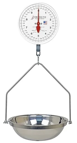 Detecto MCS-20F Hanging Dial Scale, Fish Pan, 20 lb. Capacity, Stainless Steel