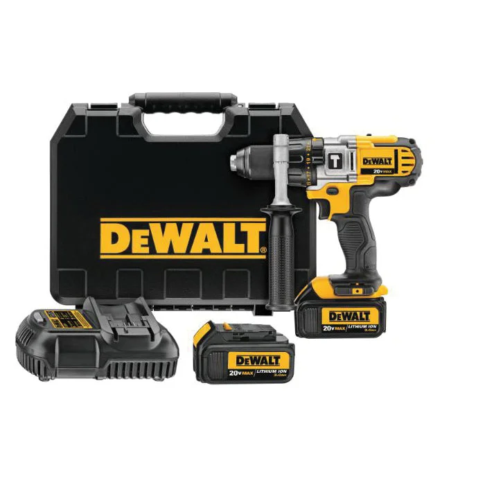 DeWALT DCD985L2 Hammer Drill Kit, Battery Included, 20 V, 3 Ah, 1/2 in Chuck, Ratcheting Metal Chuck