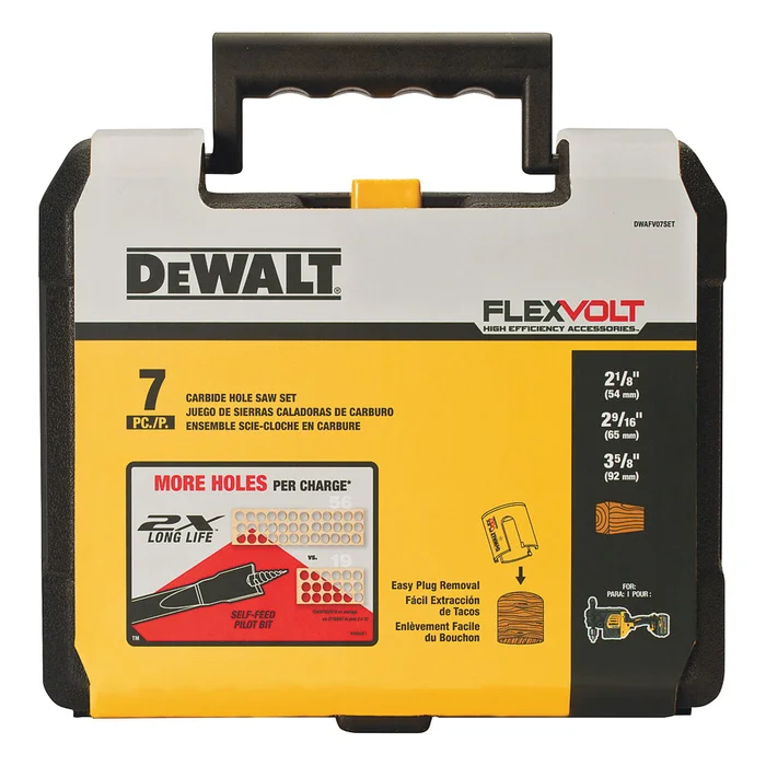 DeWALT DWAFV07SET Hole Saw Kit, 7-Piece, Carbide