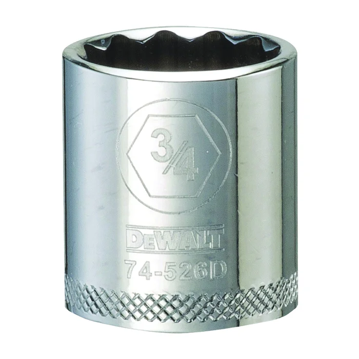 DeWALT DWMT74526OSP Hand Socket, 3/4 in Socket, 3/8 in Drive, 12-Point, Vanadium Steel, Polished Chrome
