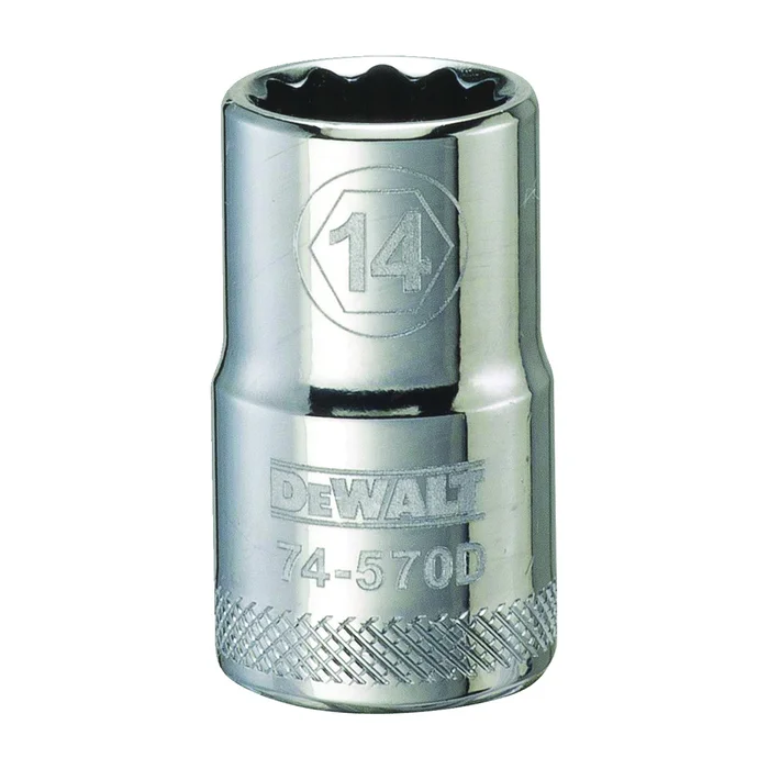 DeWALT DWMT74570OSP Drive Socket, 14 mm Socket, 1/2 in Drive, 12-Point, Vanadium Steel, Polished Chrome
