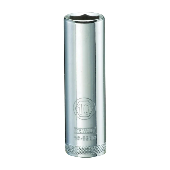 DeWALT DWMT86098OSP Drive Socket, 10 mm Socket, 1/4 in Drive, 6-Point, Steel, Polished Chrome Vanadium